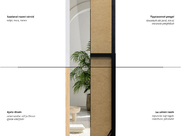 Lustro stojące z białą ramą 36x156 cm