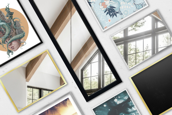 Lustro stojące z czarną ramą 36x156 cm