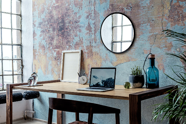 Lustro okrągłe w czarnej ramie fi 90 cm