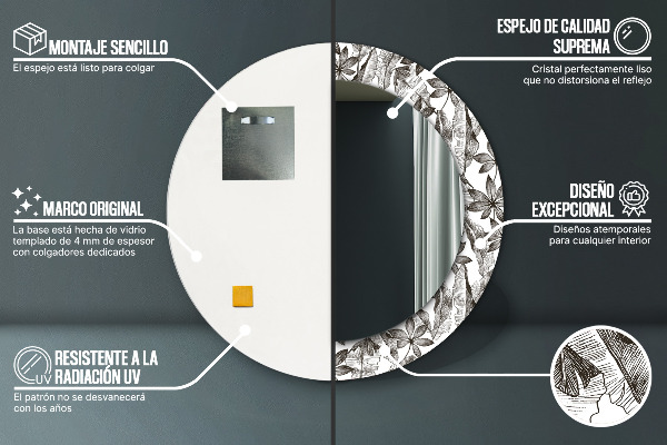 Lustro ścienne dekoracyjne okrągłe Liście tropikalne