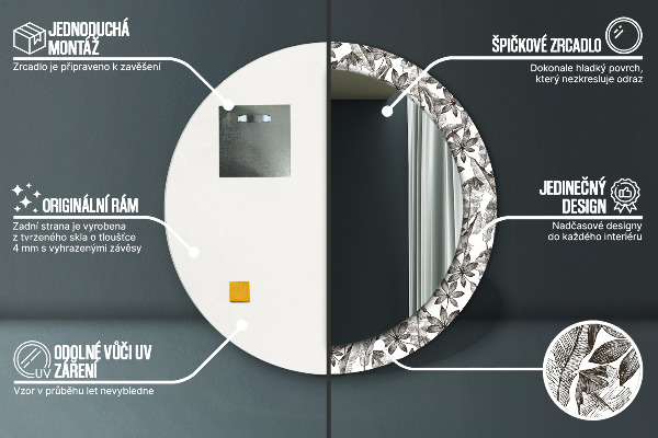 Lustro ścienne dekoracyjne okrągłe Liście tropikalne
