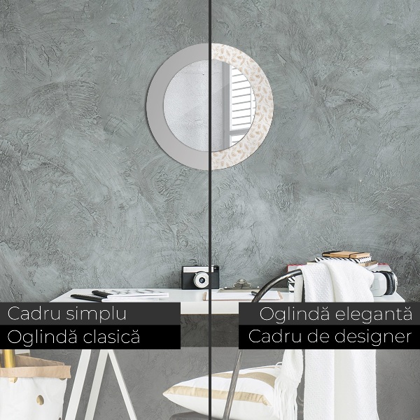 Lustro z drukowaną ramką okrągłe Pióra
