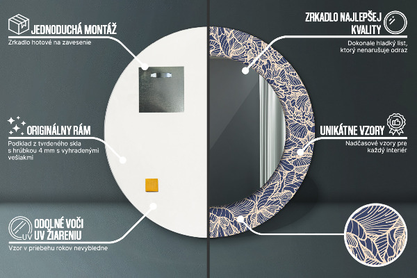 Lustro ścienne dekoracyjne okrągłe Kwiaty