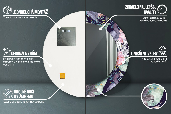 Lustro z drukowaną ramką okrągłe Czaple ptaki