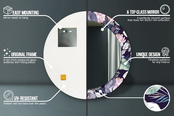 Lustro z drukowaną ramką okrągłe Czaple ptaki