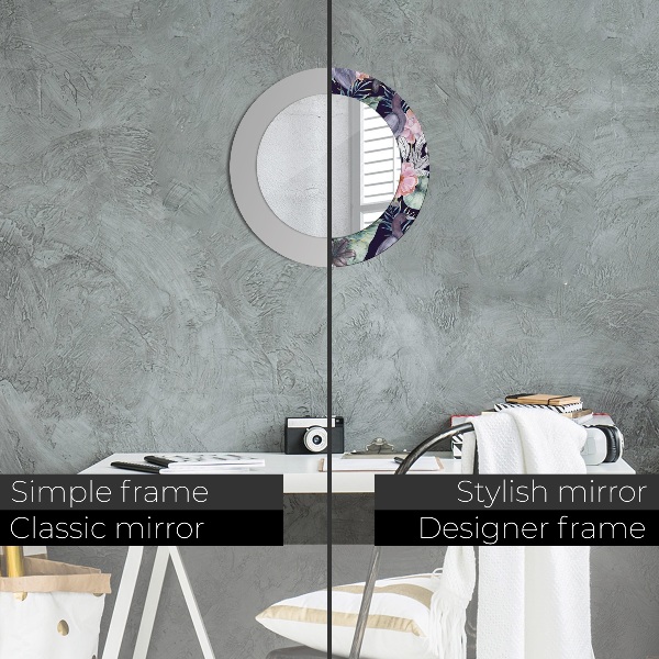 Lustro z drukowaną ramką okrągłe Czaple ptaki