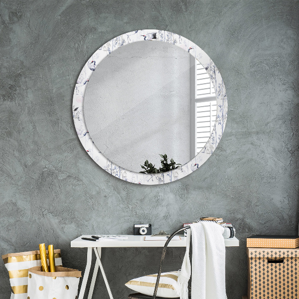 Lustro ścienne dekoracyjne okrągłe Żurawie ptaki
