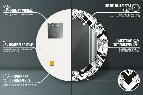 Lustro ścienne dekoracyjne okrągłe Kolibry