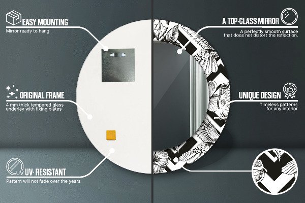 Lustro ścienne dekoracyjne okrągłe Kolibry