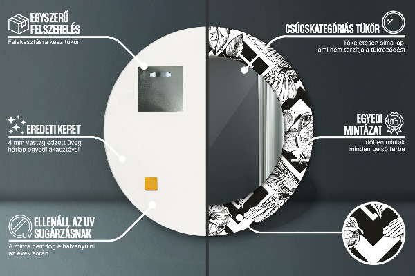 Lustro ścienne dekoracyjne okrągłe Kolibry