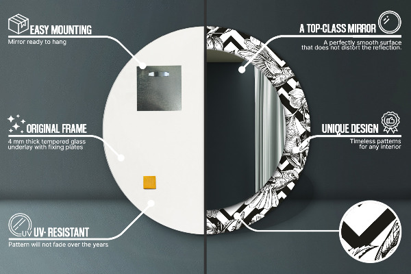 Lustro ścienne dekoracyjne okrągłe Kolibry