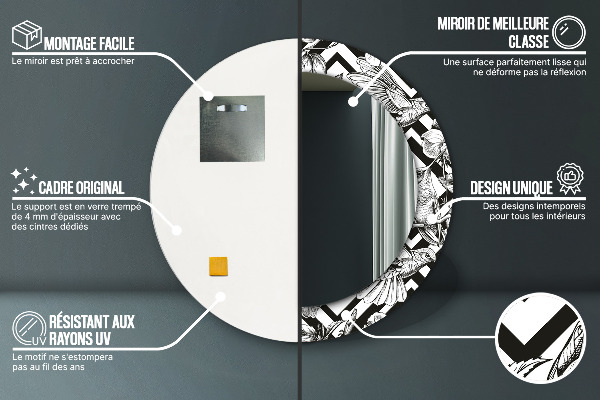 Lustro ścienne dekoracyjne okrągłe Kolibry