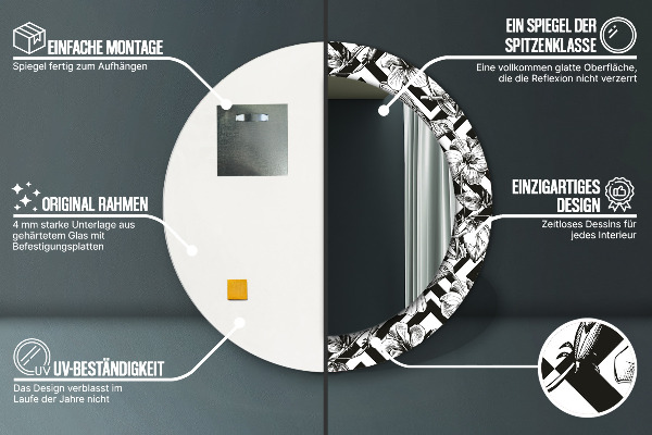 Lustro ścienne dekoracyjne okrągłe Kolibry