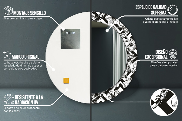 Lustro ścienne dekoracyjne okrągłe Kolibry