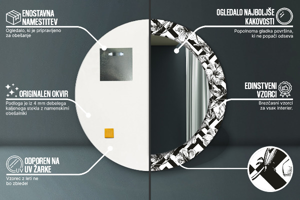 Lustro ścienne dekoracyjne okrągłe Kolibry