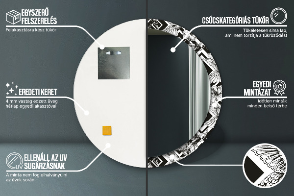 Lustro ścienne dekoracyjne okrągłe Kolibry