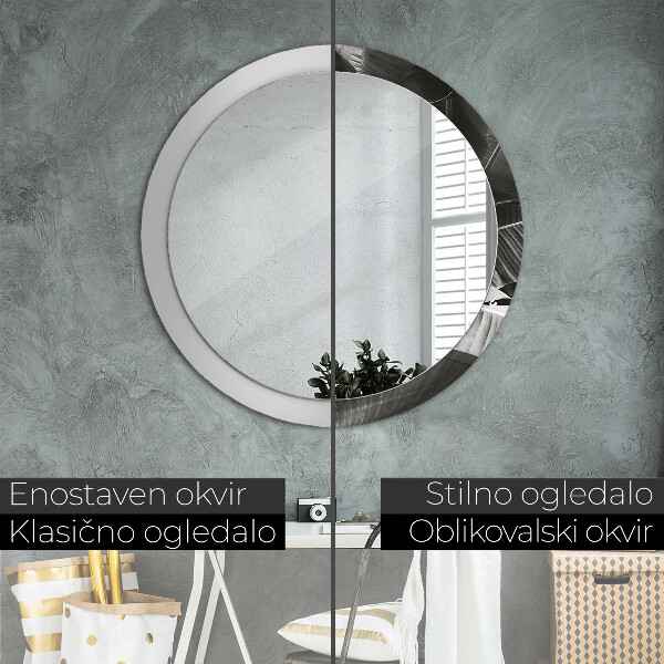 Lustro z drukowaną ramką okrągłe Tropikalne palmy