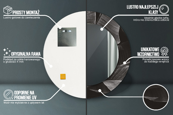 Lustro z drukowaną ramką okrągłe Tropikalne palmy