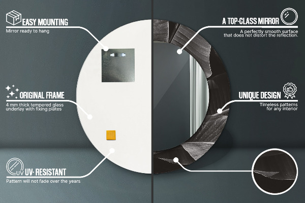 Lustro z drukowaną ramką okrągłe Tropikalne palmy