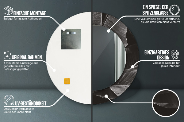 Lustro z drukowaną ramką okrągłe Tropikalne palmy