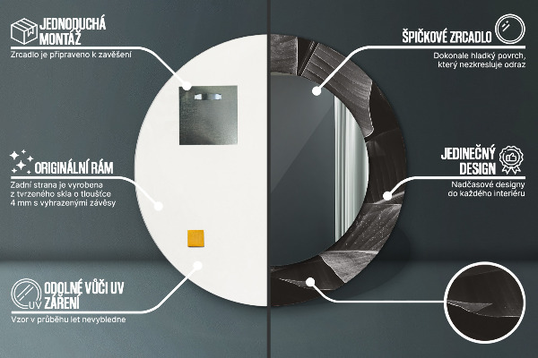 Lustro z drukowaną ramką okrągłe Tropikalne palmy