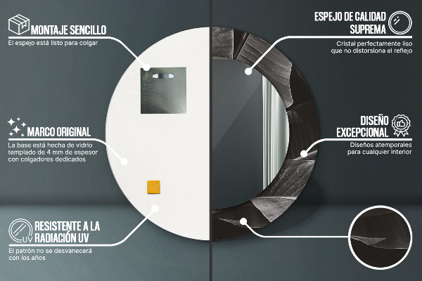 Lustro z drukowaną ramką okrągłe Tropikalne palmy