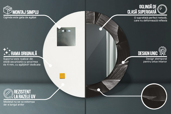 Lustro z drukowaną ramką okrągłe Tropikalne palmy