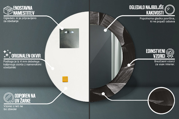 Lustro z drukowaną ramką okrągłe Tropikalne palmy