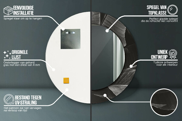 Lustro z drukowaną ramką okrągłe Tropikalne palmy