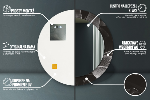 Lustro z drukowaną ramką okrągłe Tropikalne palmy