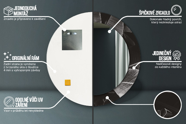 Lustro z drukowaną ramką okrągłe Tropikalne palmy