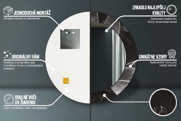 Lustro z drukowaną ramką okrągłe Tropikalne palmy
