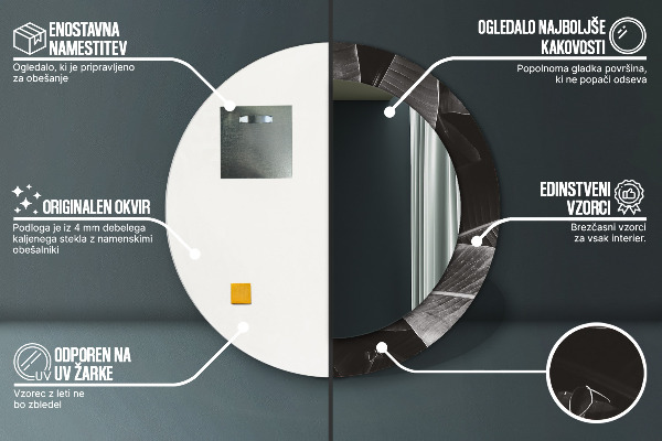 Lustro z drukowaną ramką okrągłe Tropikalne palmy