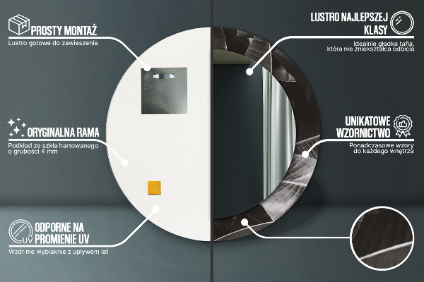 Lustro z drukowaną ramką okrągłe Tropikalne palmy