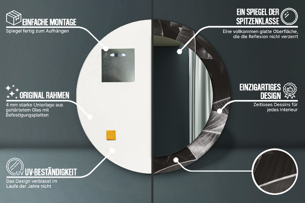 Lustro z drukowaną ramką okrągłe Tropikalne palmy