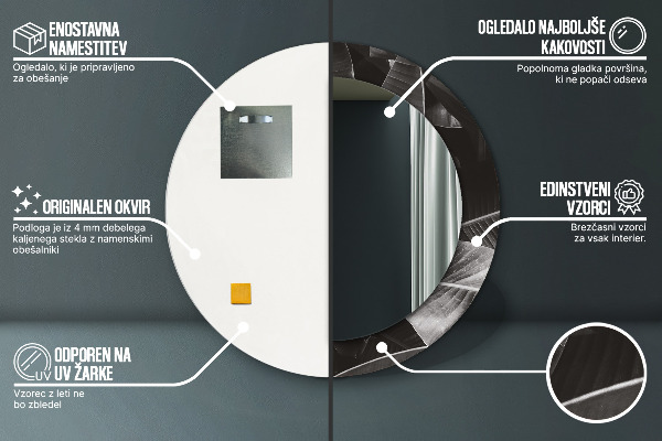 Lustro z drukowaną ramką okrągłe Tropikalne palmy