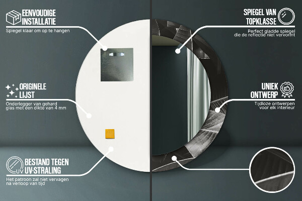 Lustro z drukowaną ramką okrągłe Tropikalne palmy