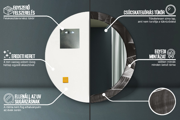 Lustro z drukowaną ramką okrągłe Tropikalne palmy