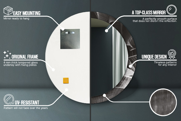 Lustro z drukowaną ramką okrągłe Tropikalne palmy