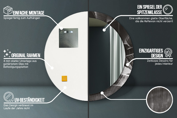 Lustro z drukowaną ramką okrągłe Tropikalne palmy