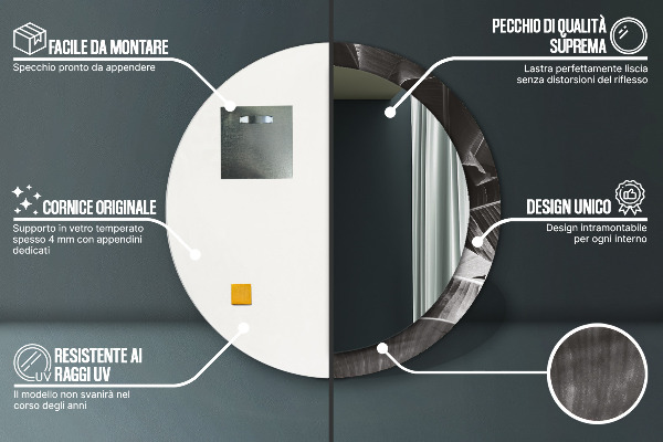 Lustro z drukowaną ramką okrągłe Tropikalne palmy