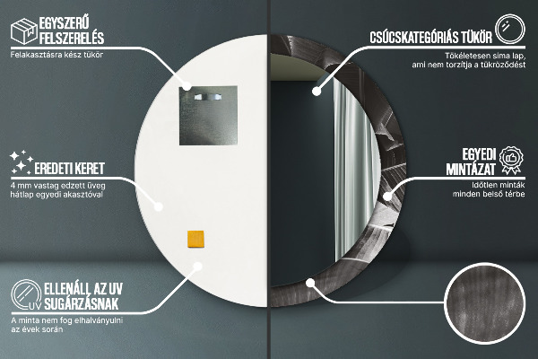 Lustro z drukowaną ramką okrągłe Tropikalne palmy