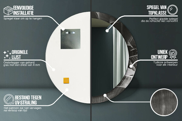 Lustro z drukowaną ramką okrągłe Tropikalne palmy