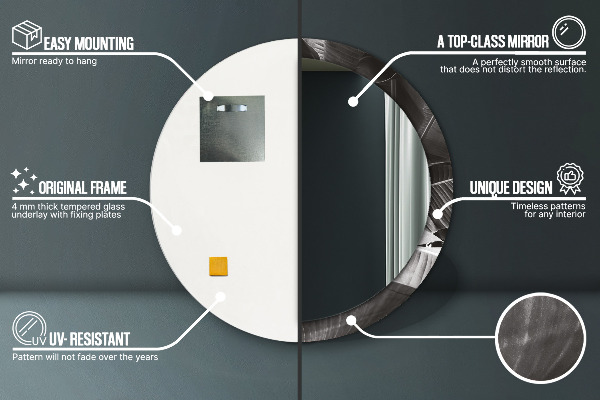 Lustro z drukowaną ramką okrągłe Tropikalne palmy