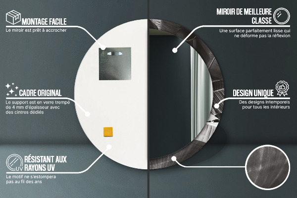 Lustro z drukowaną ramką okrągłe Tropikalne palmy