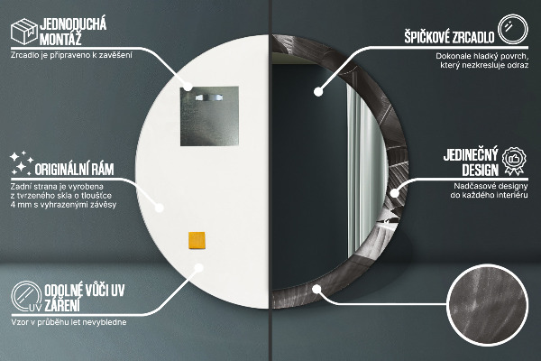 Lustro z drukowaną ramką okrągłe Tropikalne palmy