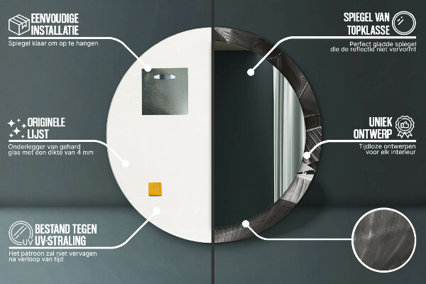 Lustro z drukowaną ramką okrągłe Tropikalne palmy