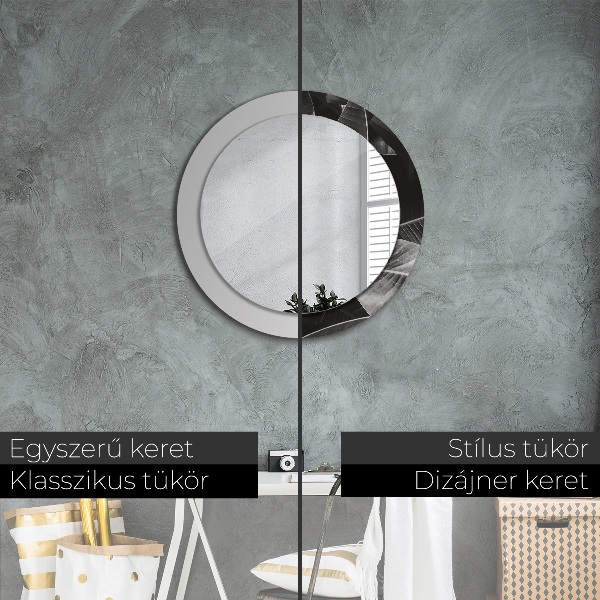 Lustro z drukowaną ramką okrągłe Tropikalne palmy