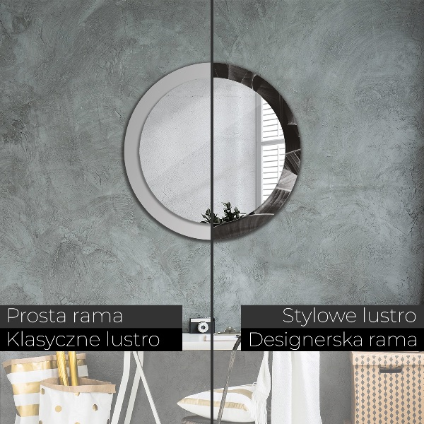 Lustro z drukowaną ramką okrągłe Tropikalne palmy