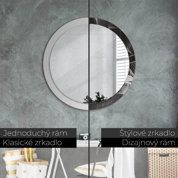 Lustro z drukowaną ramką okrągłe Tropikalne palmy